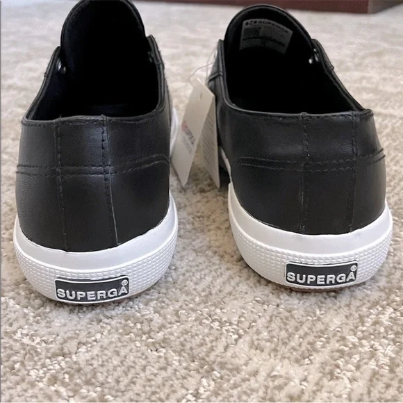 Superga 2750 Women's Black Italian Nappa Leather Sneaker—8 1/2 - Picture 11 of 13